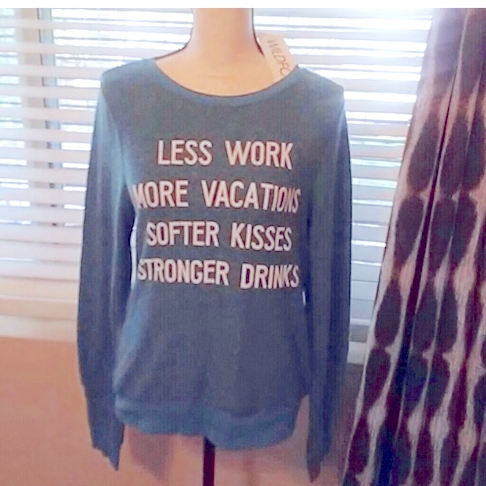NWT Wildfox "Stronger Drinks" Baggy Beach Jumper